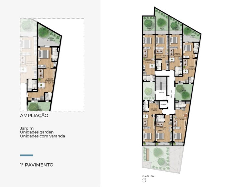 1º Pavimento com ampliação